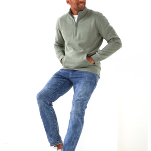 Sweat-shirt à col montant mi-zippé pour homme avec logo personnalisé - Coupe ajustée de haute qualité en polyester/coton avec broderie - Product Image 4