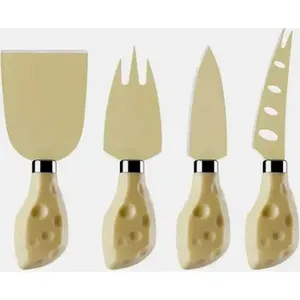 Ensemble de couteaux à fromage en acier inoxydable avec poignée élégante en laiton, parfait pour les cadeaux de Noël et de mariage, lot de 3 couverts en argent - Product Image 2