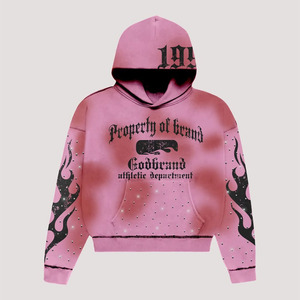 Logo personnalisé de haute qualité 500gsm Heavyweight Distressed Zip Hoodie 100% Cotton Vintage Basics pour l'hiver - Product Image 1