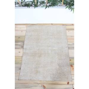 พรมตุรกีขนาดเล็ก 2.6x3.6 ฟุต พรมวินเทจ สีเบจเทา พรมขนสัตว์สีพื้น - Product Image 1