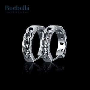 Gran oferta, pendientes de diamantes de aro cubano de oro blanco de 14 quilates de Plata de Ley 925 para hombres, joyería de Hip Hop - Product Image 2