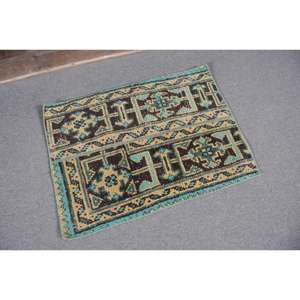 Alfombra de 1.6x2.2 pies, Alfombra Turca, Alfombra Vintage de Lana Azul Sólida - Product Image 5