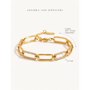 Bracelet jonc géométrique pavé en laiton, cuivre ou acier inoxydable - Product Image 5