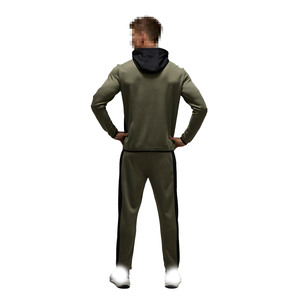 Ensemble sweat à capuche et jogging slim pour homme, à panneaux bicolores et design contrasté, idéal pour logos personnalisés et commandes en gros - Product Image 2