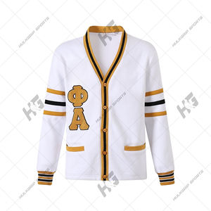 Fraternities Casual Varsity <b>Cardigan</b> <b>Sweater</b> Embroidered Letters Front Knitted Crew Neck Three Quarter Sleeve <b>Long</b> Women's - Product Image 4