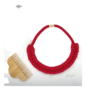 Chunky Macrame <b>Necklace</b> Handmade Jewelry Macrame Accessories | Knotted <b>Statement</b> <b>Necklace</b> | Gift for Her | WILD ROSE - Product Image 1