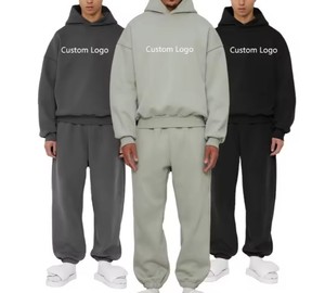 Ensemble survêtement pour homme en molleton 100% coton, design personnalisé, sweat-shirt ample et pantalon de survêtement avec capuche brodée, vêtements décontractés d'hiver - Product Image 4