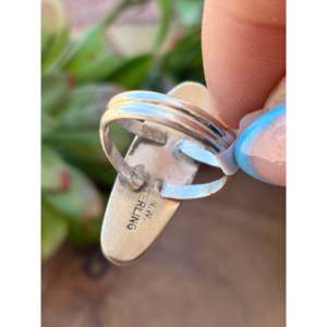 Nelson Wood <b>Blue</b> <b>Opal</b> & Sterling Silver Cushion Cut Cluster <b>Ring</b> Size 7.5 Rhodium Plated - Product Image 5