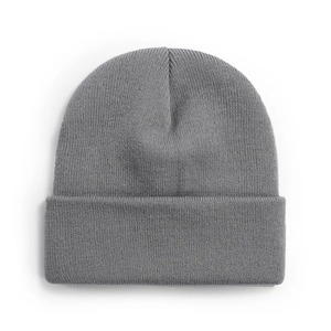 Mode haut de gamme bonnet tricoté uni chapeau d'hiver manchette unisexe bonnet solide Logo personnalisé chapeau - Product Image 1