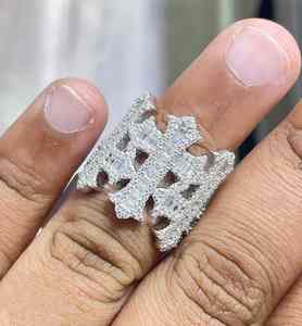 5,00 quilates Baguette corte Moissanite diamante hombres Cruz anillo rodio plateado estilo Hip Hop regalo para él 925 plata esterlina - Product Image 4