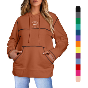 เสื้อกันหนาวมีฮู้ดแบบสวมหัวทรงปกติสำหรับผู้หญิงเสื้อสเวตเตอร์ผ้าฝ้ายสำหรับฤดูใบไม้ร่วงพิมพ์ลายหน้าจอโลโก้ฤดูหนาว - Product Image 2