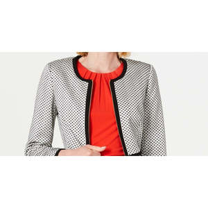 Calvin Klein Women's Piped Zip Front Reversible <b>Suede</b> <b>Jacket</b> Grey Size 4-Featuring Lambskin PU Leather <b>Bomber</b> Varsity for Autumn - Product Image 2