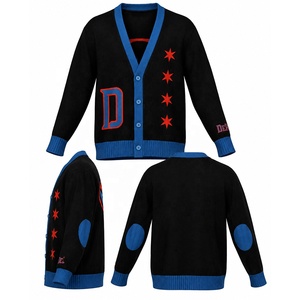 Cardigan en tricot uni brodé personnalisé DePaul/Étudiants, 100 % coton, manches longues, esprit universitaire - Product Image 5