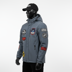 Veste Softshell Premium Coupe-Vent Imperméable en Polyester Spandex Tissu Gris Couleur Logo Personnalisé Veste Softshell pour Homme - Product Image 3