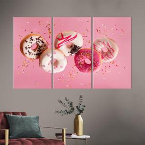 Impresión en lienzo de arte rosa moderno: Decoración para el hogar con diseño de donuts dulces, 3 piezas: Enmarcado tipo galería - Product Image 1