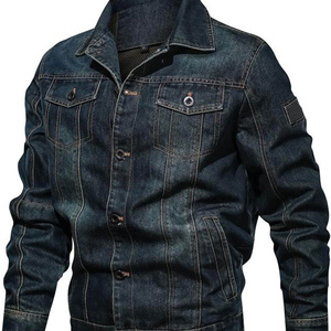 New Arrival Solid Color <b>Denim</b> <b>Jacket</b> For Men Lightweight Cotton Winter <b>Jacket</b> For Men High Street Wholesale Supply - Product Image 4