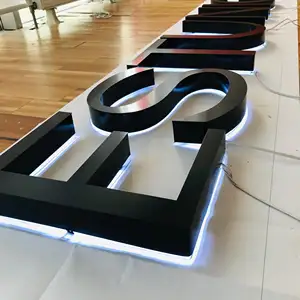 Letras de LED backlit douradas para alfabeto acrílico sinal de canal LED