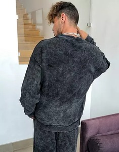 2024 llegadas Premium 100% algodón de gran tamaño vintage lavado ácido francés Terry suéter para hombre Sudadera de cuello redondo - Product Image 4