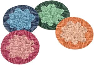 Dessous de verre perlé de marque Dessous de verre perlé à la main de haute qualité fonctionne avec un design floral personnalisé Dessous de verre à bas prix - Product Image 5