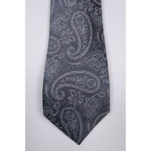 Cravatta Michael Kors da Uomo Artisanal Shadow Paisley, in Lana e Poliestere Stampato Jacquard, Classica a Righe, Grigia, Taglia Regolare, Confezione Regalo - Product Image 1
