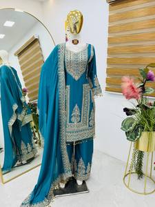 Trajes Salwar Kameez Palazzo de Seda Pakistaní para Mujer, Altamente Duraderos, Reversibles, Sin Arrugas, de Secado Rápido, de Proveedor Indio para Fiestas - Product Image 4