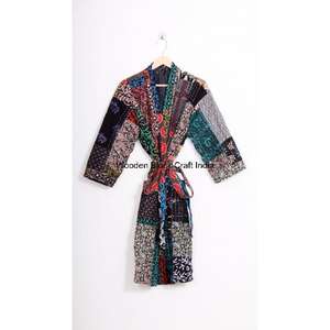Veste kimono en coton pur 100 % fait main en Inde, veste d'hiver, veste kimono en coton fait main, kimono vintage, robes kimono courtes - Product Image 6