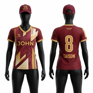 Maillot de football pour hommes 100% polyester 140g, impression numérique, séchage rapide, respirant, bordeaux et or, pour personnalisation nom et marque d'équipe - Product Image 1