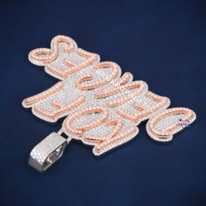 จี้เพชรโมอิสซาไนต์ทรงฮิปฮอปชุบโรเดียมแท้บนเงินแท้ 925 คุณภาพเยี่ยม ระดับความใส VVS เหมาะสำหรับงานปาร์ตี้ - Product Image 3