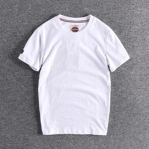 Nuevo verano americano Retro hombres moda Jersey Top 100% algodón lavado cuello redondo Color sólido manga corta Casual deporte Tops - Product Image 6