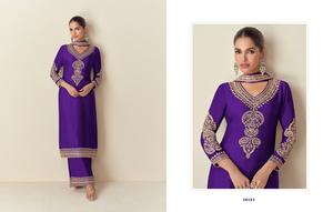 Elegante Conjunto de Kurti de Moda para Bodas Indias y Pakistaníes, con Bordado de Seda Chinon Pesada, Lentejuelas y Relieve, Última Colección, Semi-Listo para Coser - Product Image 4