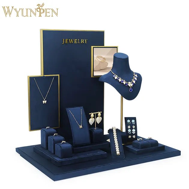 WYP Custom Jewelry Display Exhibition Jewelry Holder Rings Earrings Necklace Rack Stand Display Packaging Jewelry Display Set