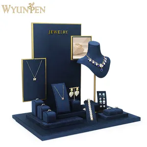 Exhibición de joyería personalizada WYP, soporte de joyería para exposición, anillos, pendientes, collar, estante, soporte de exhibición, embalaje, conjunto de exhibición de joyería