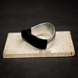 Custom Luxury Vietnam Handicraft Buffalo Horn Jewelry <b>Bracelets</b> for Women Jewelry Half-Lacquer <b>Silver</b> <b>Cuff</b> - Product Image 4