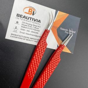 แหนบต่อขนตาแหลมทำจากสแตนเลสอุปกรณ์เสริมความงามคงทนสีแดงออกแบบโลโก้ได้ตามต้องการ - Product Image 2