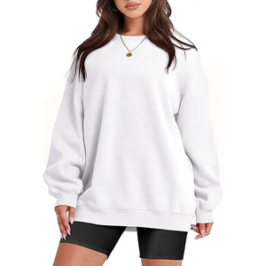 2025 haute qualité femmes sweat à capuche surdimensionné coton français éponge sweat à col rond avec goutte épaule longue hiver Style décontracté - Product Image 6
