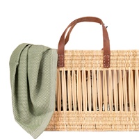 Sac fourre-tout décoratif en rotin marocain tressé à la main, style minimoroccolisme, pour pique-nique et plage, en paille naturelle, petit format été 20-30cm