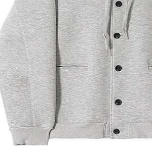 Sudadera con capucha de algodón 100% de talla grande a precio barato, sudadera con capucha de Color sólido al por mayor, sudadera térmica abotonada Premium para hombre - Product Image 5