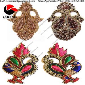 Broches brodées faites à la main de haute qualité, patchs en fil de bullion personnalisés, matériau en cuivre, service OEM, emballage personnalisé - Product Image 2