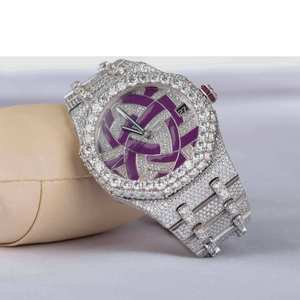 AP Automatic Brilliant Cut D VVS Diamond Moissanite <b>Watch</b> Glass Pointer Date Hip Hop Style Stainless Steel Case Men <b>Women</b> Indian - Product Image 2