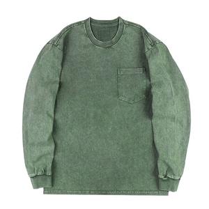 Custom Design Men's Acid Wash <b>Sweatshirt</b> Lightweight Quick Dry New Fashionable Long Sleeve Winter Fleece with Embossed Printing - Product Image 3