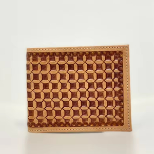 Nueva moda, billetera de cuero mecanizada a mano para hombre, cremallera larga, superventas, patrón occidental, tarjetero de cuero genuino, carteras para hombre - Product Image 2