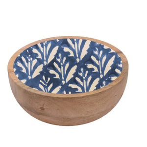 Tazón de Madera para Mesa de Comedor, Decorativo y para Servir Ensaladas y Frutas, con Cucharas y Estampado Esmaltado - Product Image 5