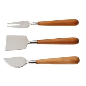 Ensemble de couteaux à fromage en acier inoxydable avec manche en bois Couverts parfaits pour la cuisine de restaurant - Product Image 1
