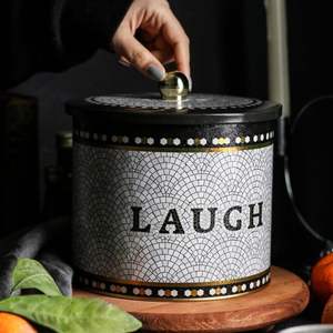 175x155 mm <b>Metal</b> round Canister Knob Handle 3.5L Geometric Mosaic Pattern <b>Food</b> Storage & <b>Container</b> - Product Image 2