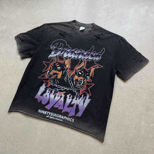 Camiseta Retro de Cuello en V, Transpirable, Holgada, Informal, 100% Algodón Grueso para Hombre y Mujer - Product Image 2