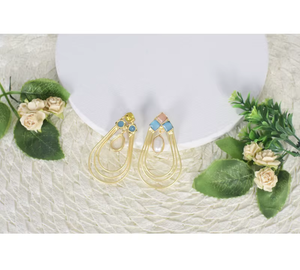 Boucles d'oreilles à double boucle d'inspiration vintage de luxe pour les événements du soir avec un look scintillant élégant et un design élégant pour femmes - Product Image 5