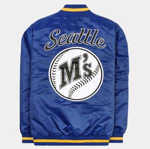 Chaqueta Universitaria de Satén Premium al por Mayor con Logotipos Bordados, Acabado Brillante Ligero para Hombre y Mujer - Product Image 1