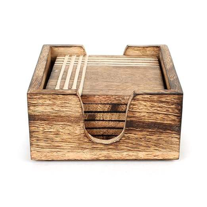 Sous-verres en bois classiques de qualité supérieure, écologiques, 100% bois naturel, faits à la main pour la maison, l'hôtel, la restauration - Product Image 3