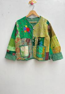 เสื้อแจ็กเก็ตผ้าฝ้ายปักลายดอกไม้สำหรับผู้หญิงเสื้อคลุมฤดูหนาวสั้นหนังงูถักฤดูร้อน - Product Image 5