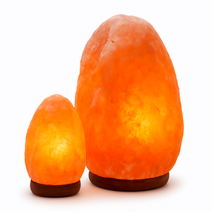 Lámpara de sal de roca del Himalaya original para calmar el resplandor ámbar, decoración del hogar para dormitorio, sala de estar, oficina, meditación, espacio de Yoga - Product Image 1